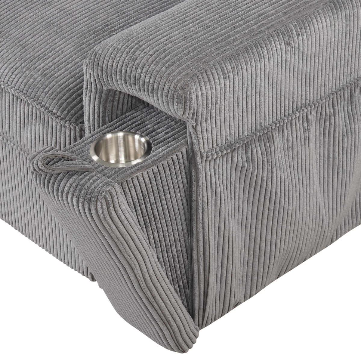 5 Seat Corduroy Fabric Sleeper Sectional Sofa with Storage Ottomans O110663