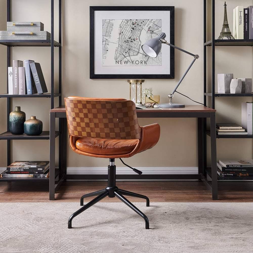 Black Faux Leather Height Adjustable Desk Chair D319940