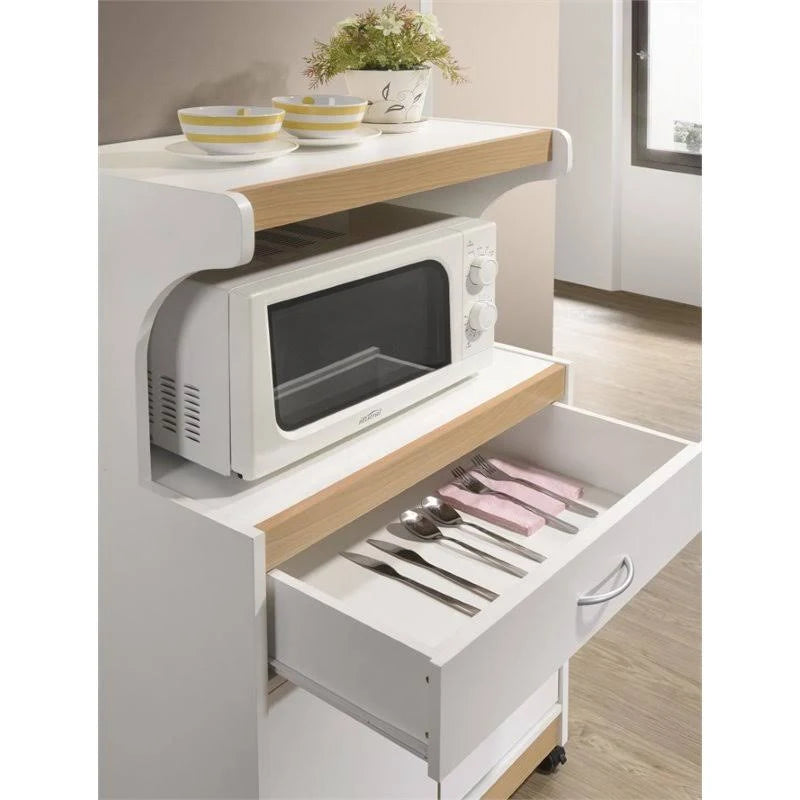White Microwave Kitchen Cart X8038