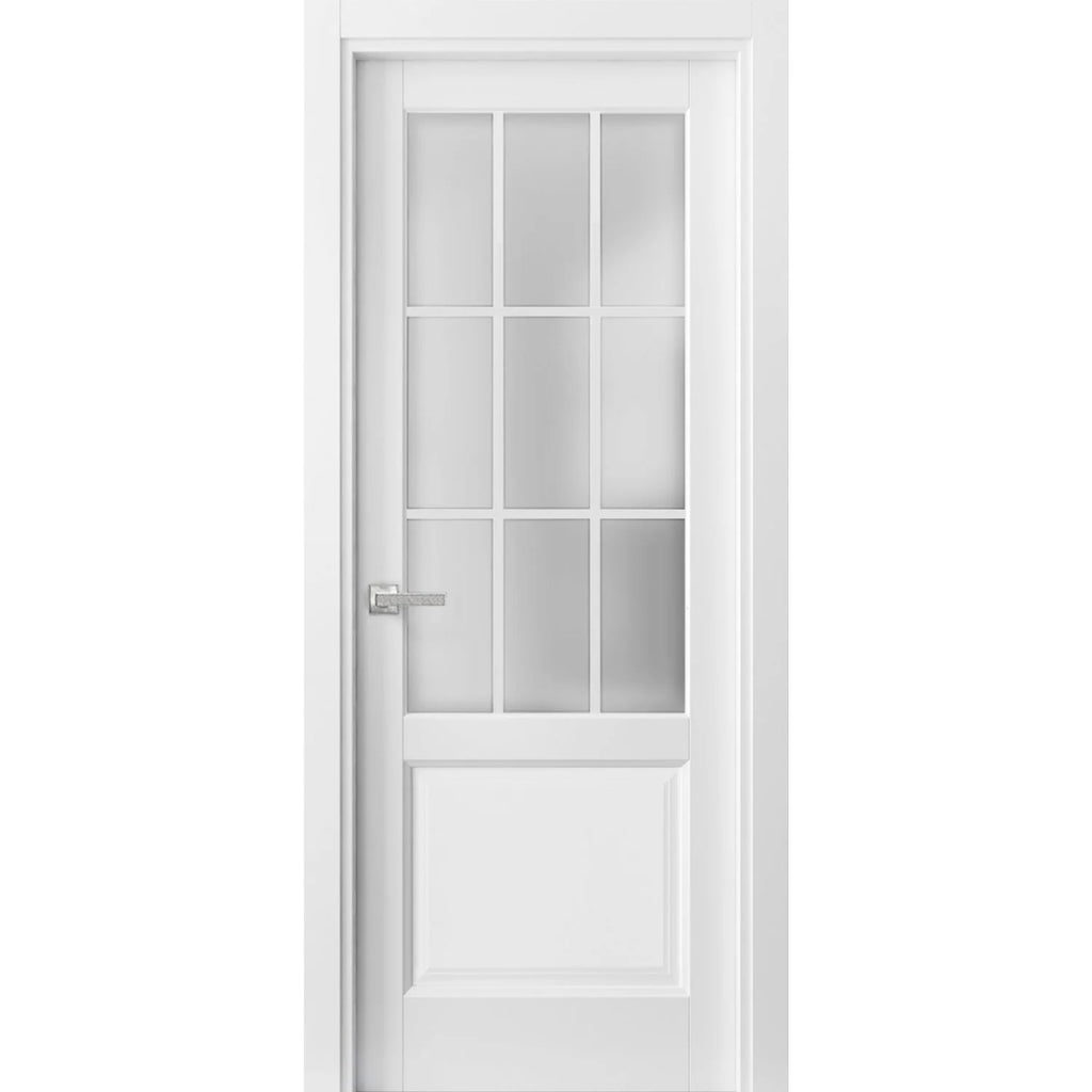 Solid French Door Frosted Glass 9 Lites 36 x 80 inches D3731