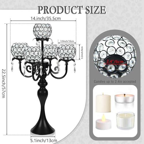 Black 5-Arm Crystal Pendant Candle Holder E62730
