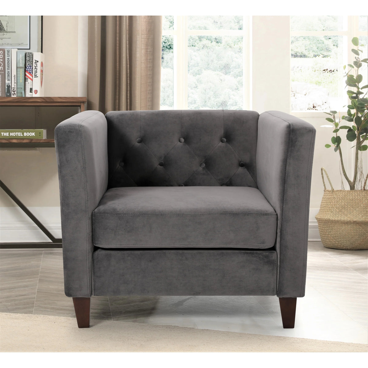 Yellow Velvet Square Armchair L700748