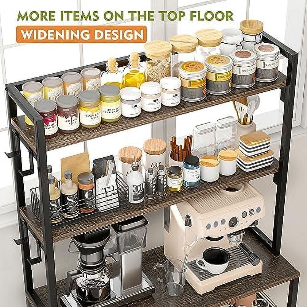 6-Tier Microwave Stand with Cabinet and Side Hooks R392684