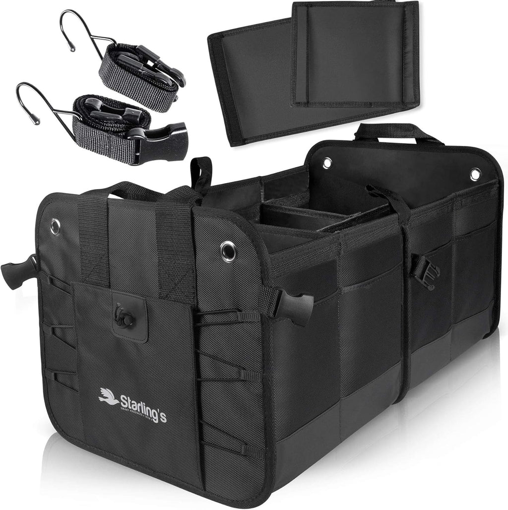Car Trunk Organizer Storage SUV Cargo Organizer Adjustable Black 3 Compartments E5599