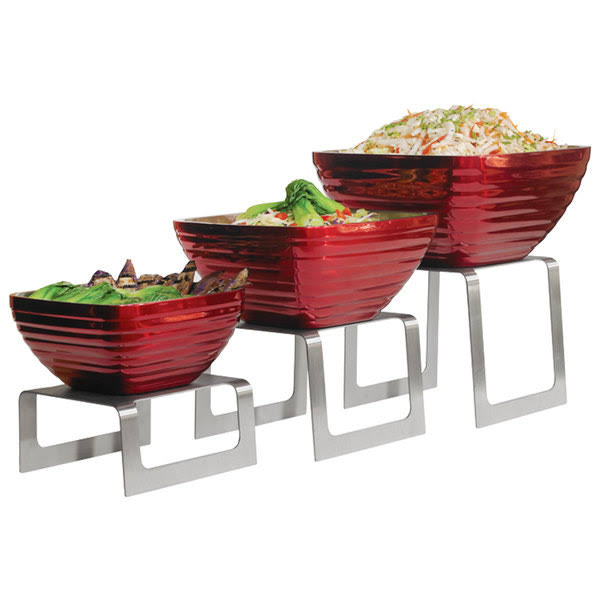 Set of Three Brushed Stainless Steel Square Buffet Risers R79268