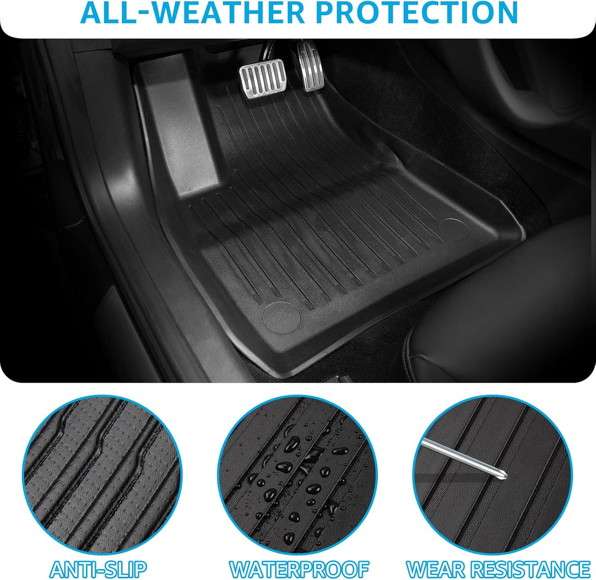 TPE Floor Mats Full Set Waterproof Front Rear Cargo Liner W7448