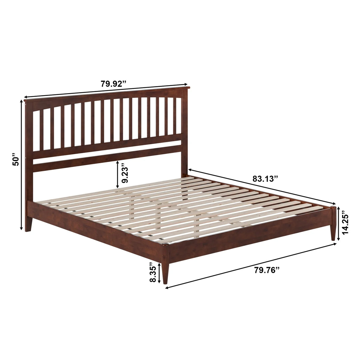 King Solid Wood Low Profile Platform Bed Y7221
