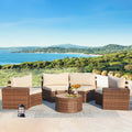 7 Piece Wicker Sectional Sofa and Glass Table Patio Set A3022