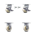 Nylon Swivel Top Plate Caster Set of 4 with 4 inch x 2 inch White Wheels L779