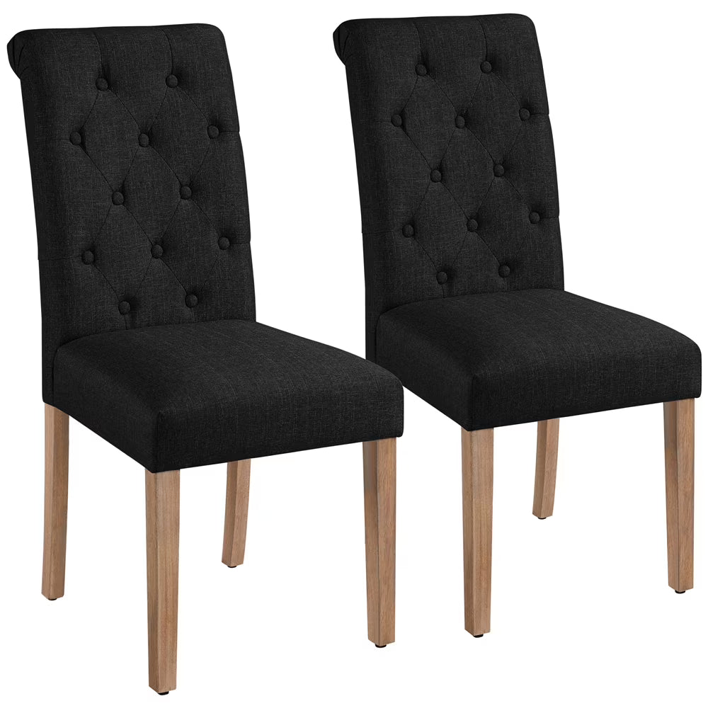Black Fabric Upholstered High Back Dining Chair, Set of 2 L28379