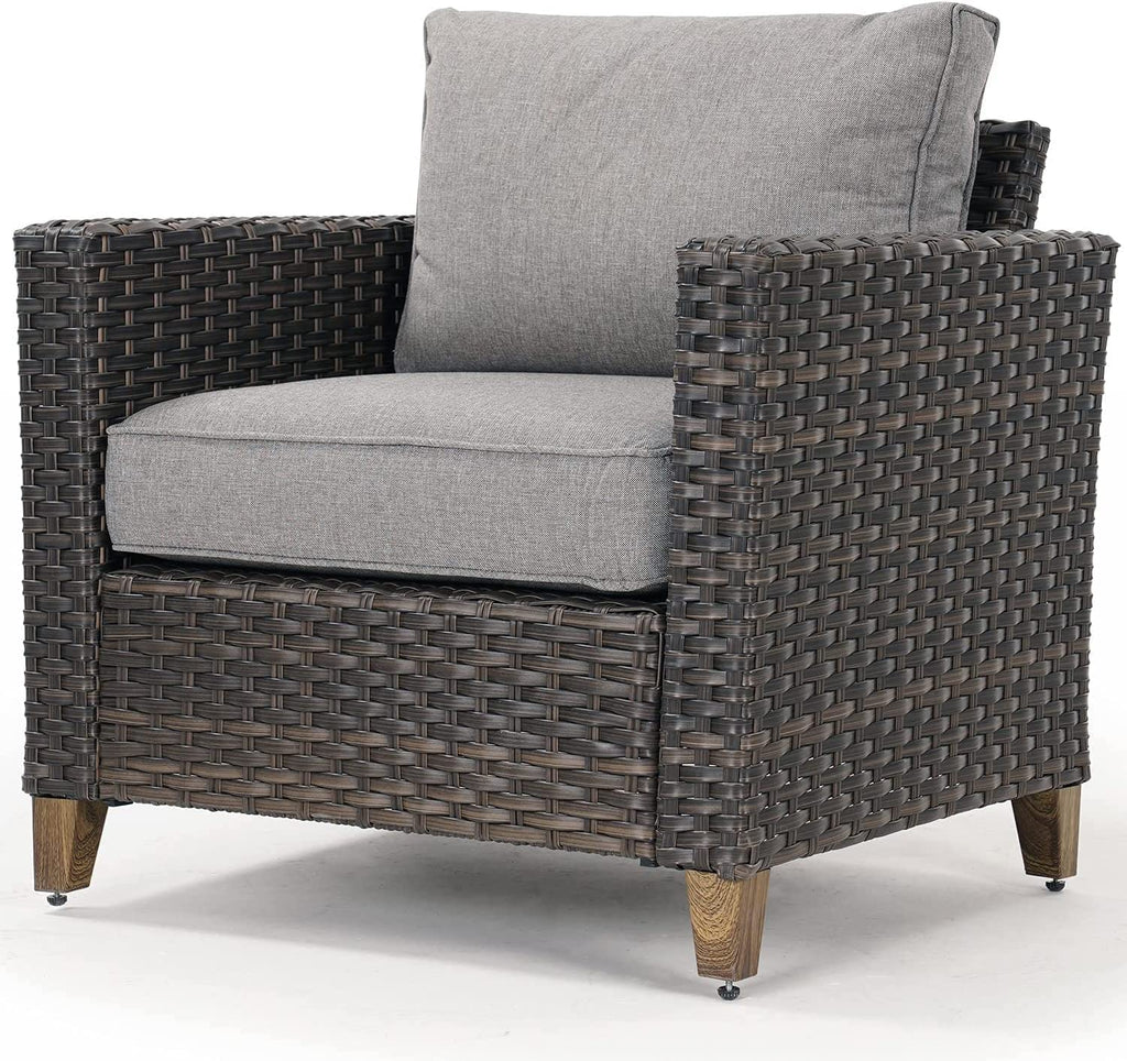 Patio Wicker Sectional Sofa with Thick Cushions and Steel Frame N1685
