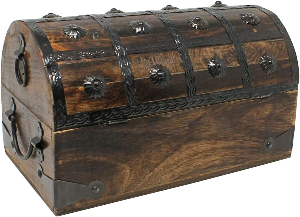 Pirate Treasure Chest with Iron Lock and Skeleton Key, X-Large 16 x 11 x 10.5 O72184
