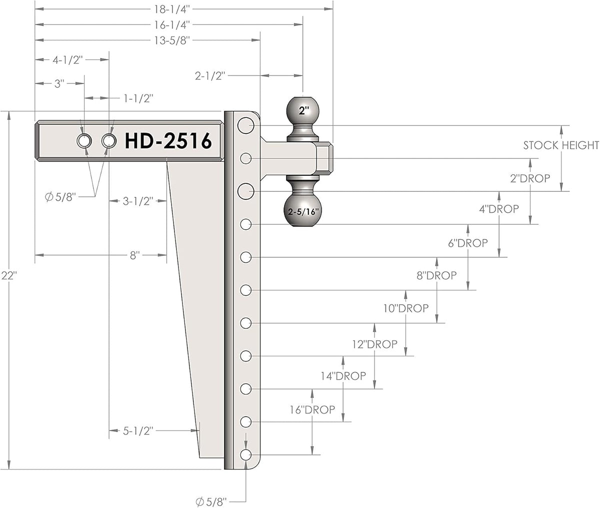 2.5" Adjustable Heavy Duty Trailer Hitch with Dual Ball F426