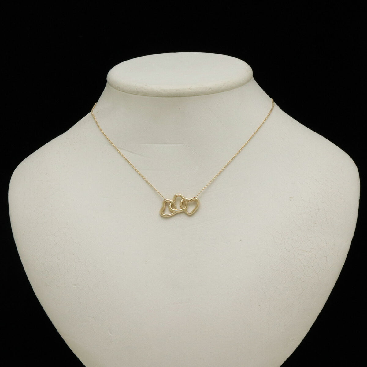Tiffany Triple Open Heart Pendant Necklace Yellow Gold Q2341
