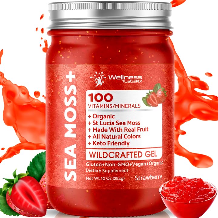 Organic Raw Wildcrafted Sea Moss Gel Strawberry Flavor 10 oz A839762
