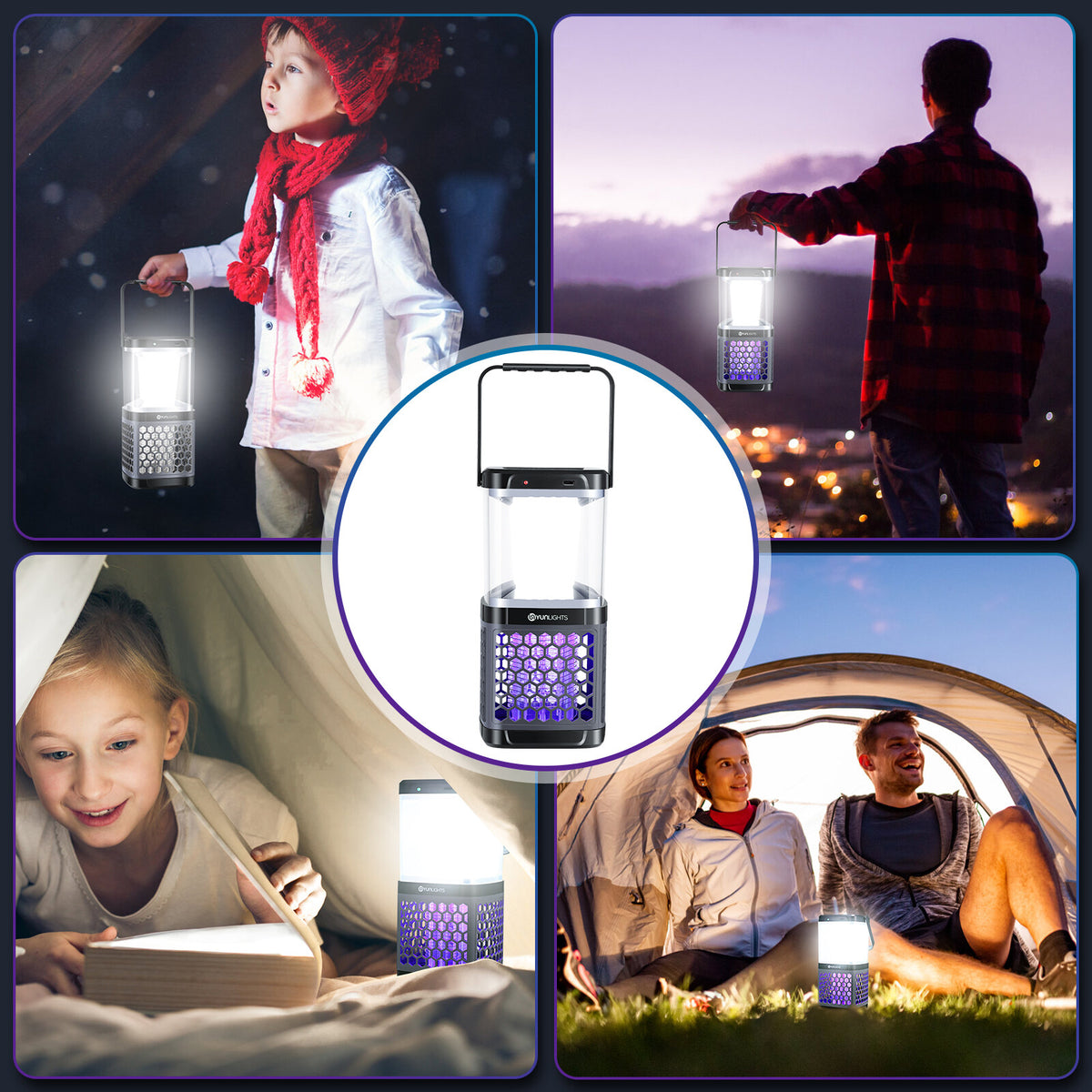Solar Mosquito Zapper Camping Lantern Bug Zapper Lamp Portable Tent Lamp 2 in 1 Function Bug Zapper Light for Outdoors O1153