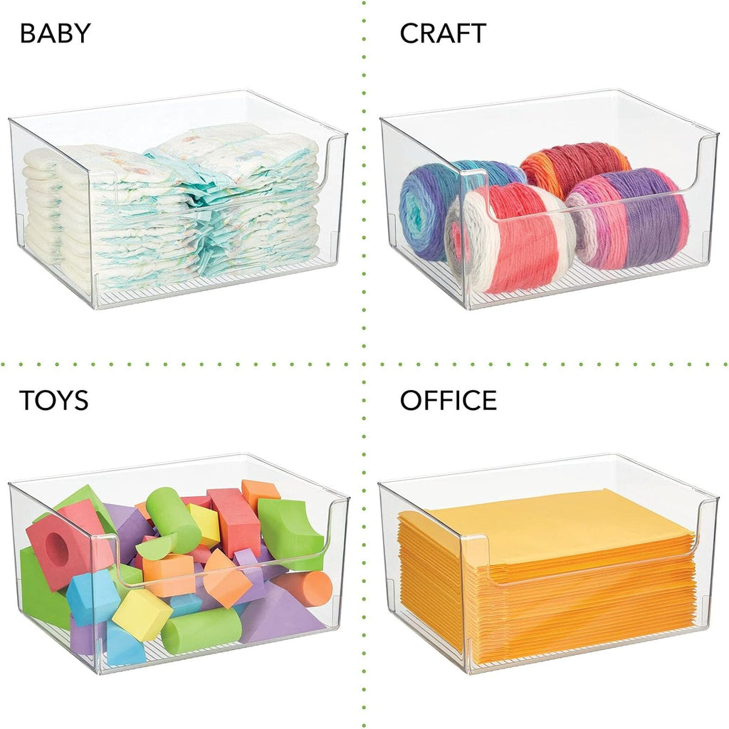 Clear Stackable Plastic Open Front Storage Organizer Bin, 4 Pack K152212