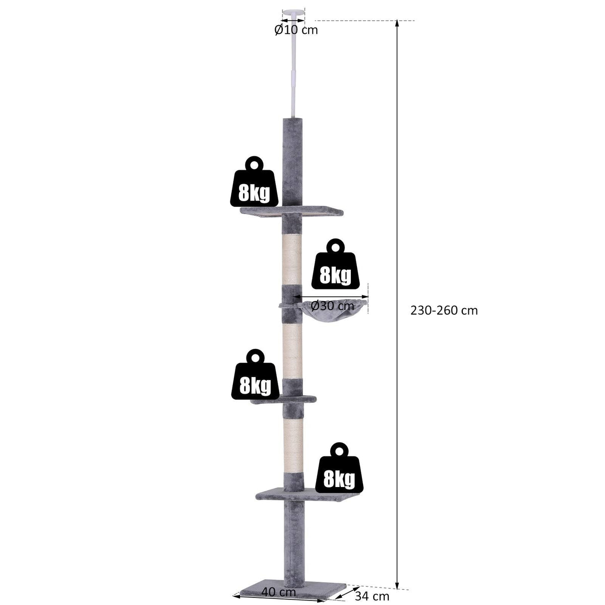 9 Adjustable Height Floor-To-Ceiling Vertical Cat Tree X51146