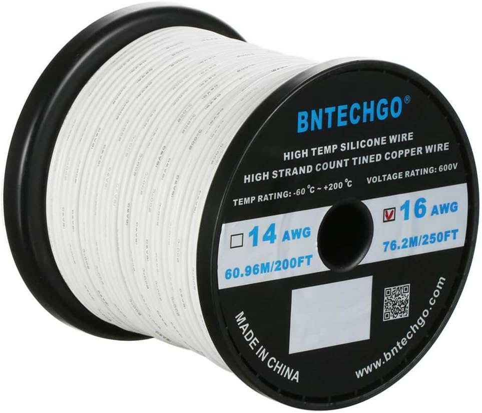 16 Gauge Silicone Wire Spool 500 ft Black Flexible 16 AWG Stranded Tinned Copper Wire E42993