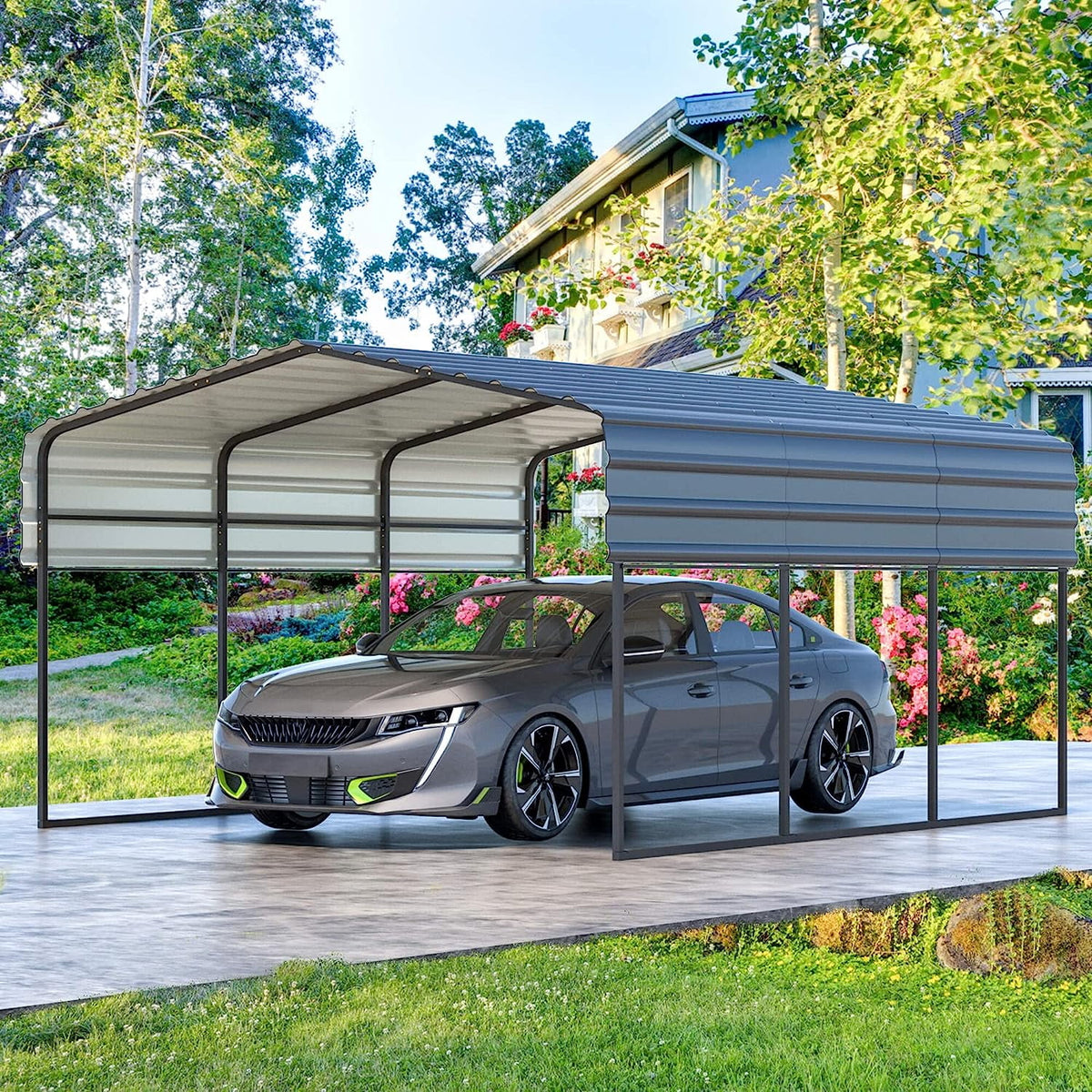 10 x 15 ft Galvanized Steel Carport R722