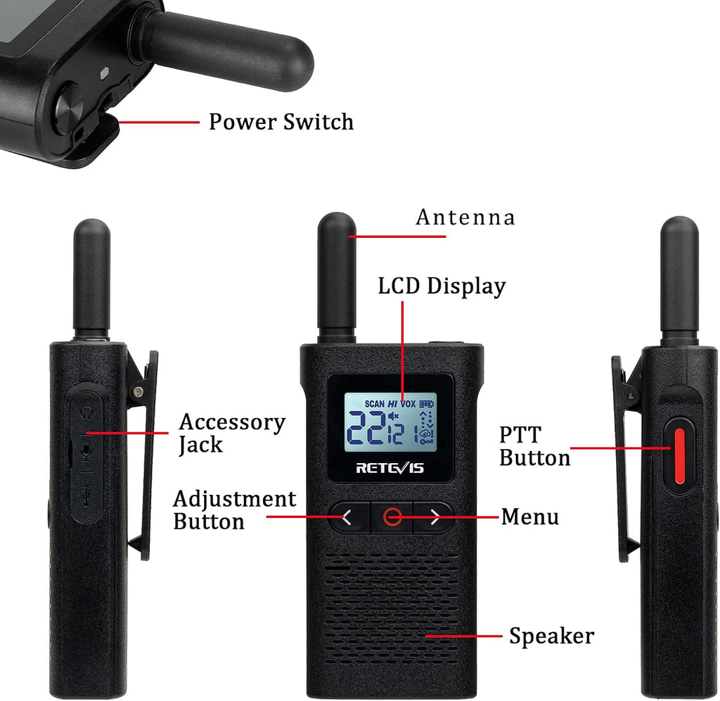 4 Pack Rechargeable Two Way Radio with Screen O61127