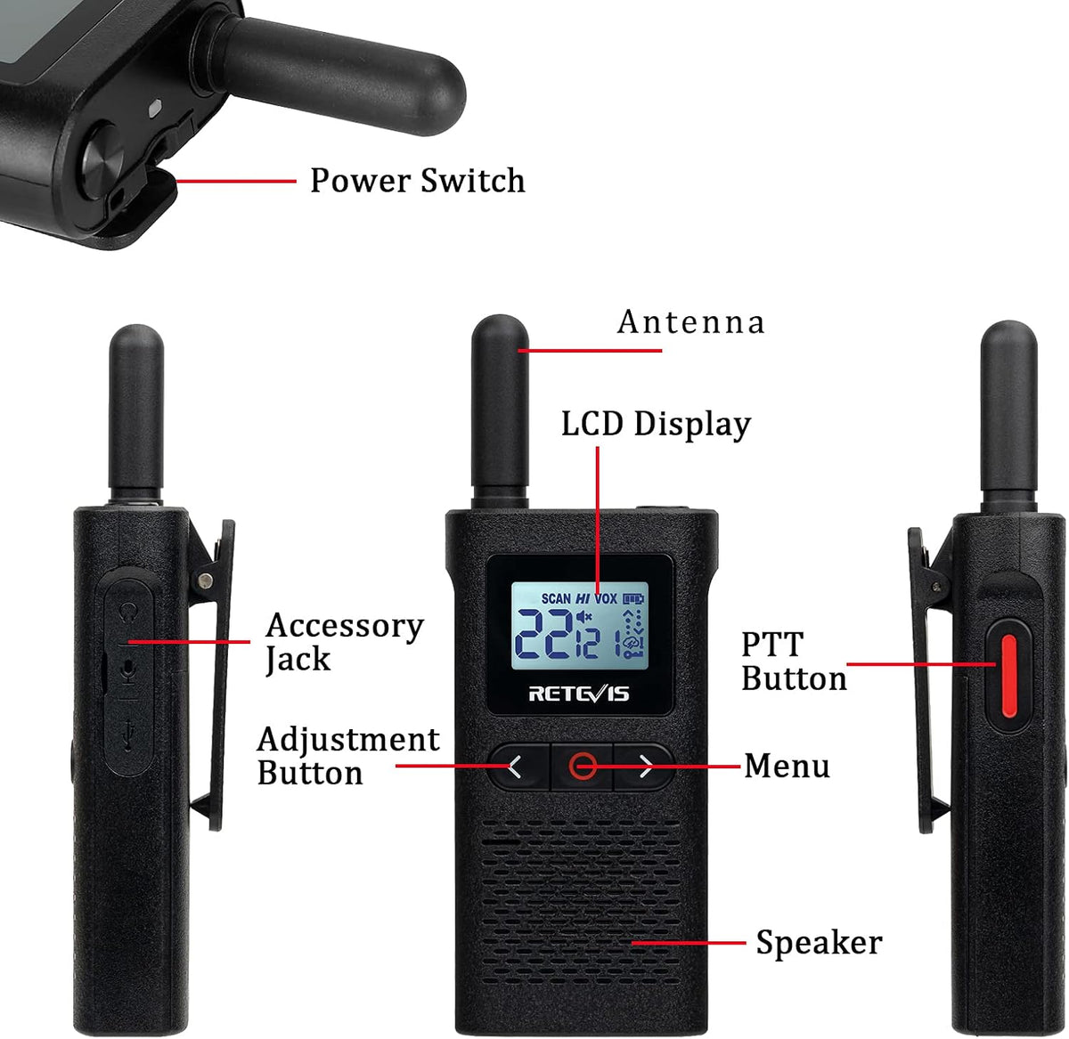 4 Pack Rechargeable Two Way Radio with Screen O61127