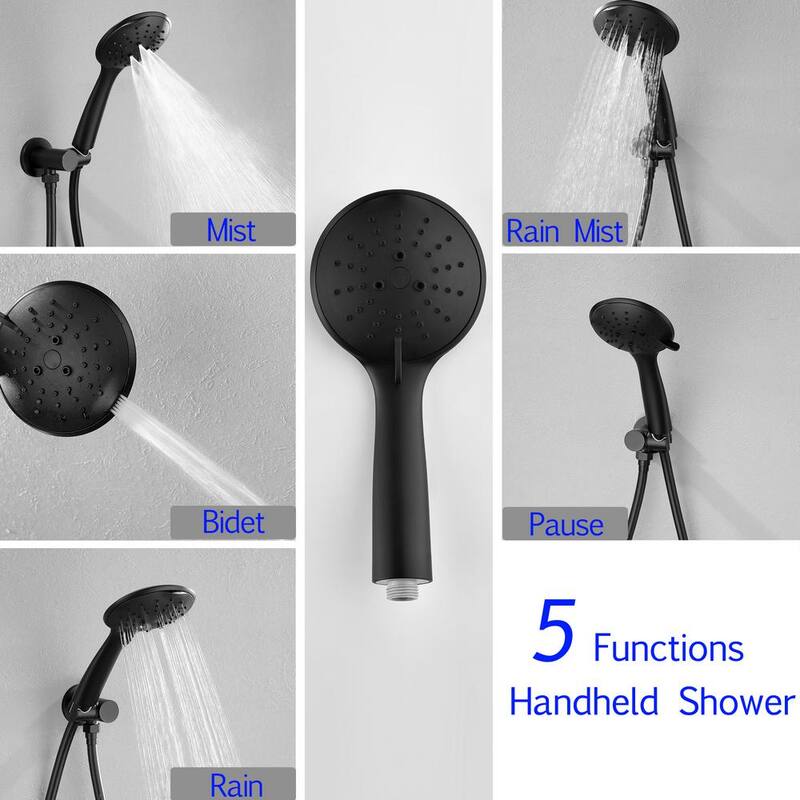 12 in. Wall Mount Dual Shower Heads with Valve in Matte Black W286347