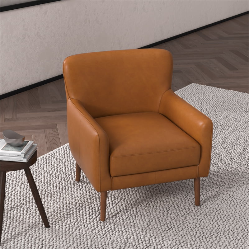 Tan Leather Tufted Accent Armchair Y2390