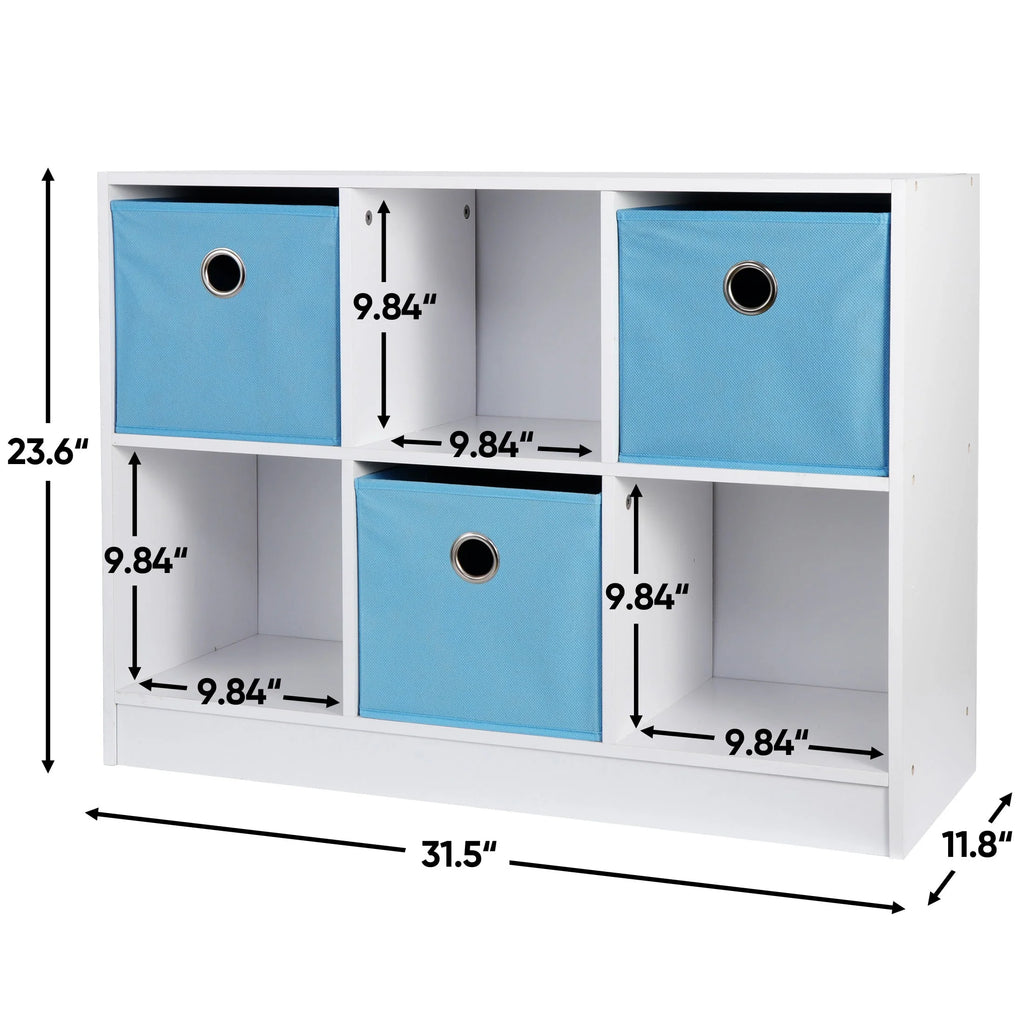 6 Cube Storage Organizer with 3 Fabric Bins V685