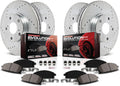 Front and Rear Carbon Fiber Brake Pads with Drilled & Slotted Brake Rotors Kit L164395