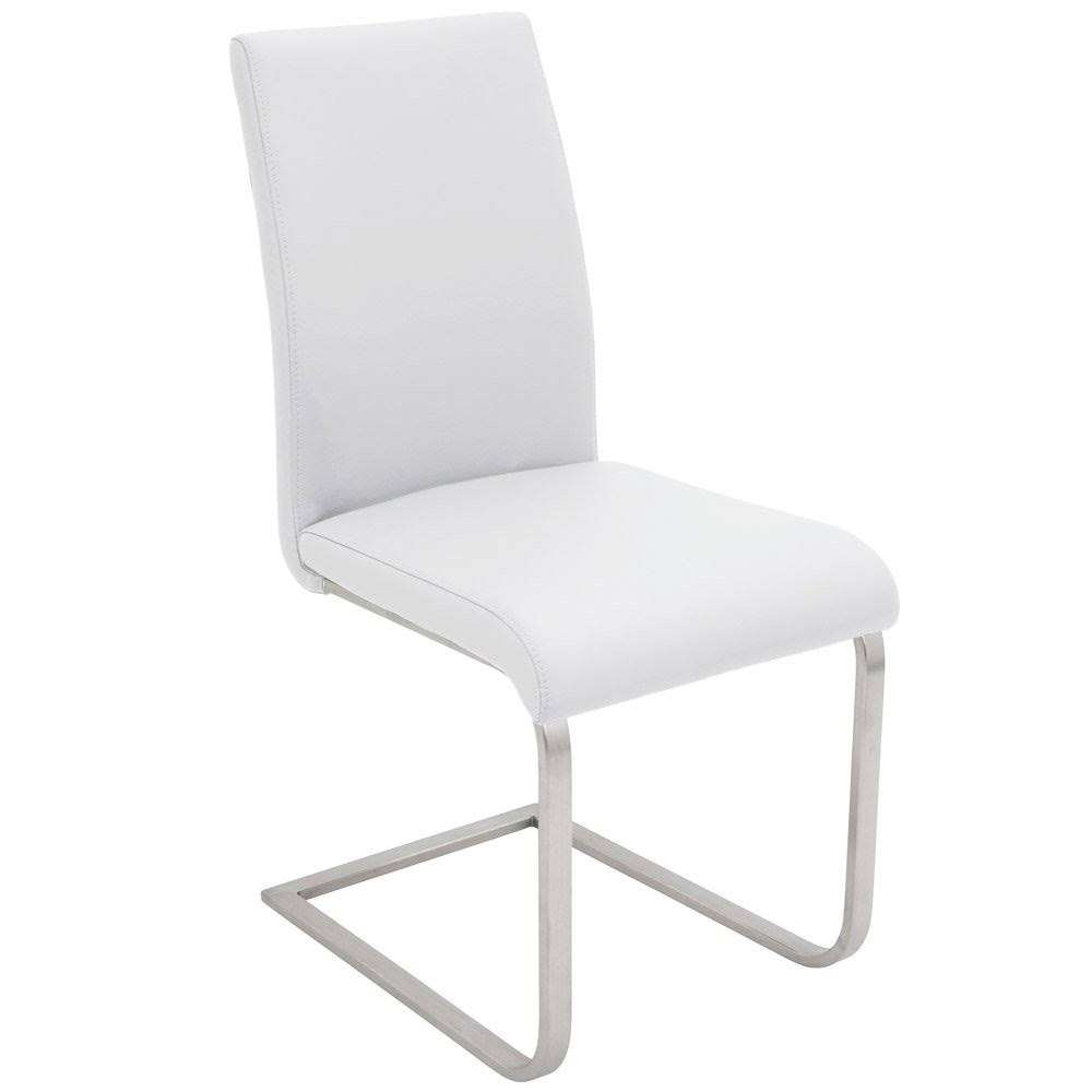 White Leather Dining Chair Set of 2 O4182