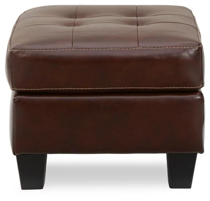 Walnut Leather Ottoman Q577278