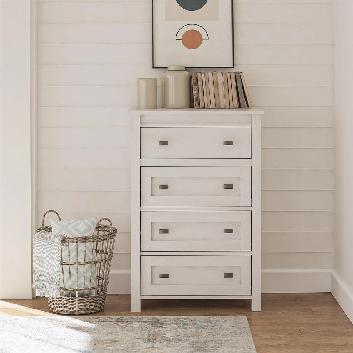 4 Drawer Weathered Oak Dresser U295196