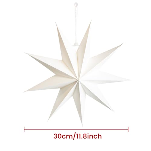 9-Pointed Christmas Paper Star Lanterns 12 Inch White F57491