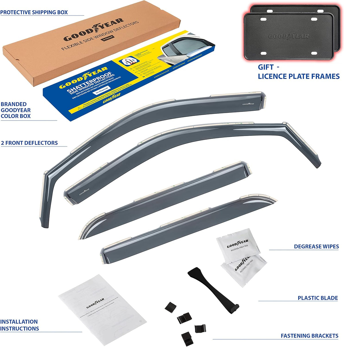 Shatterproof in-Channel Window Deflectors for Trucks, 4 pcs B541