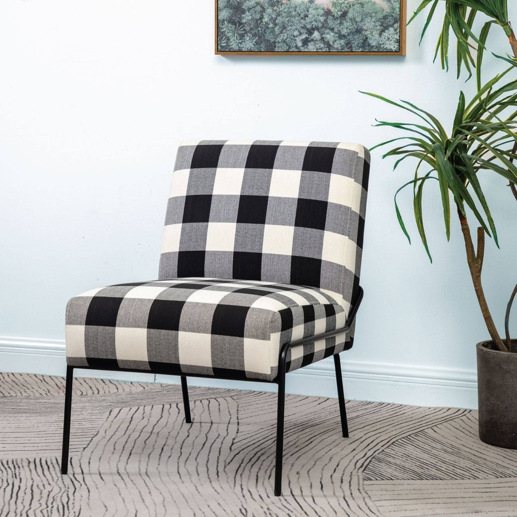 Walnut Faux Leather Armless Accent Chair S410