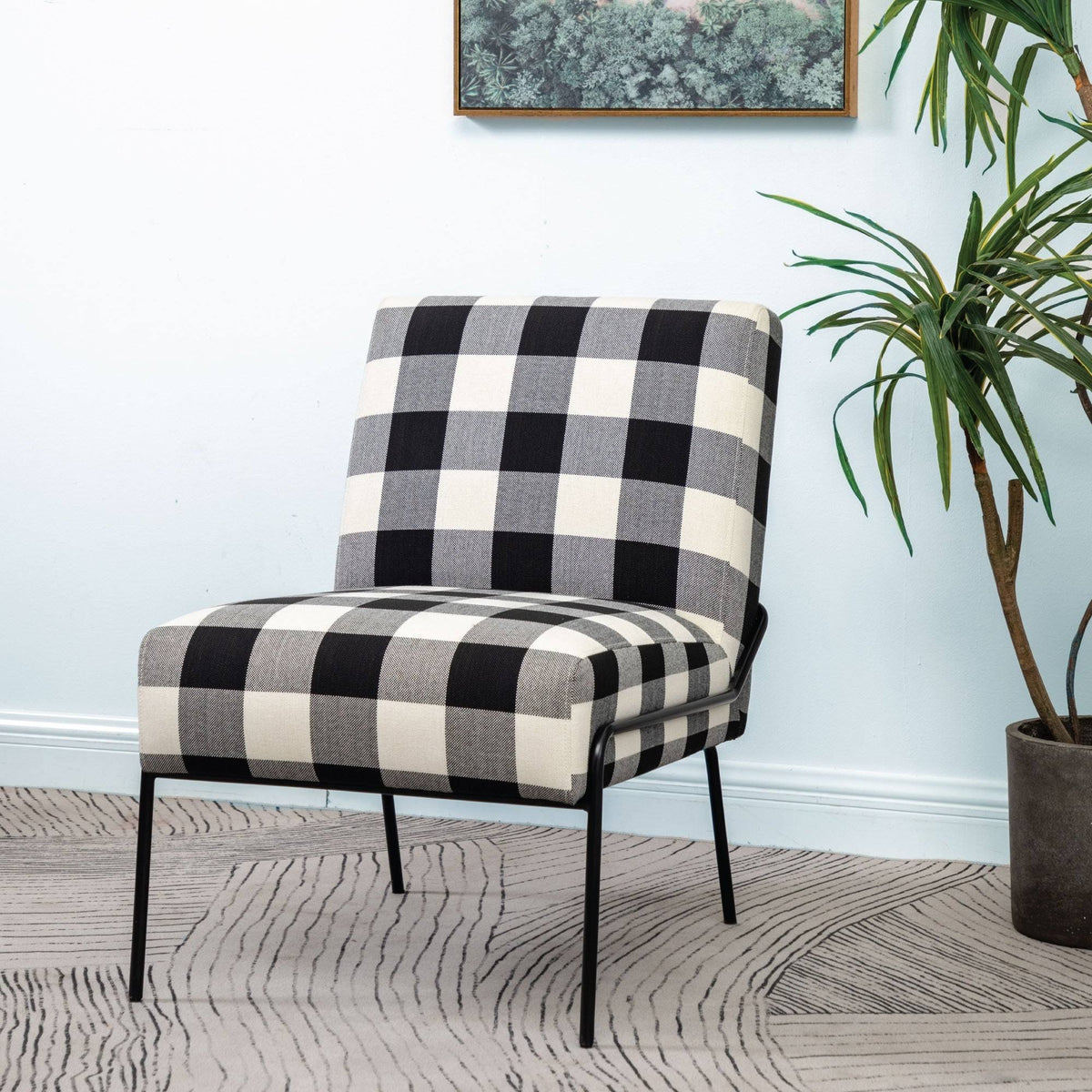 Walnut Faux Leather Armless Accent Chair S410