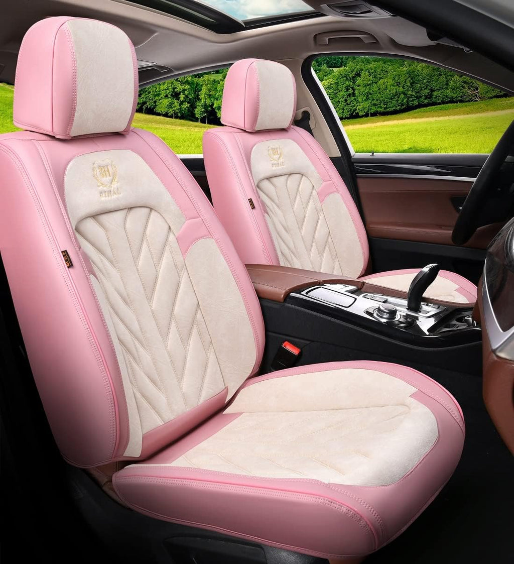 Pink-White Universal 5-Seater Full Set Car Seat Covers W241091
