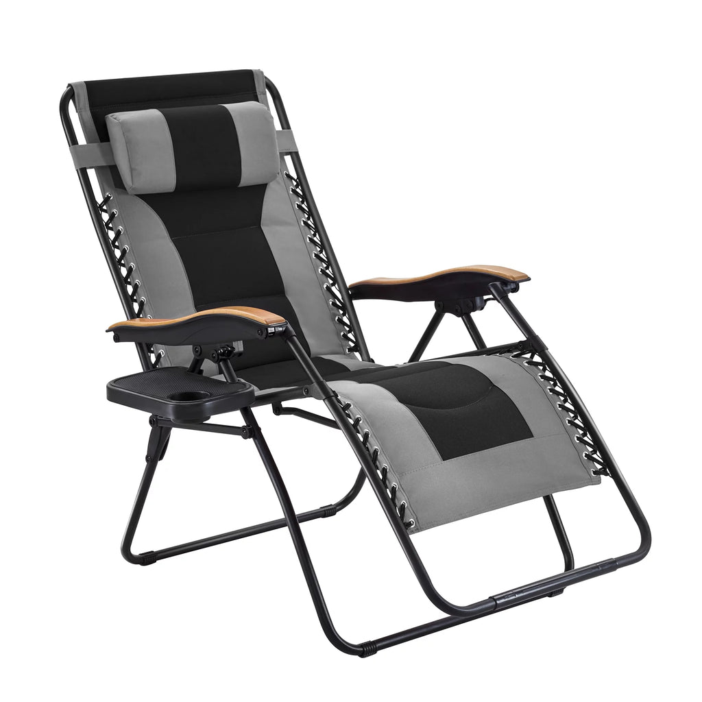 Gray Zero Gravity Padded Folding Chair with Cup Holder X55060