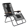 Gray Zero Gravity Padded Folding Chair with Cup Holder X55060