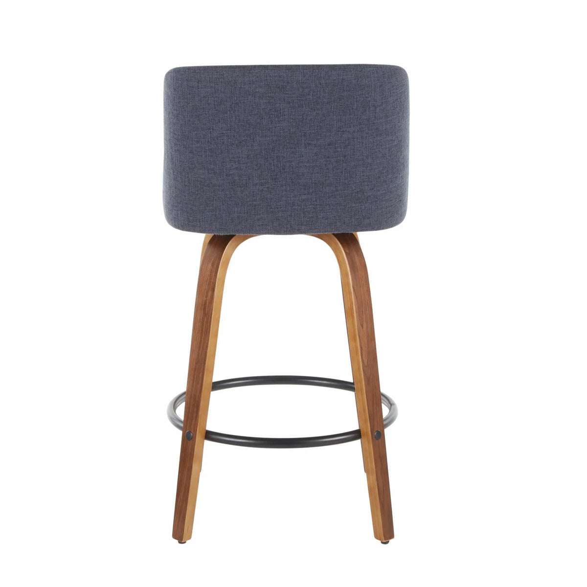 Walnut and Blue Fabric Counter Stool Set of 2 N4151