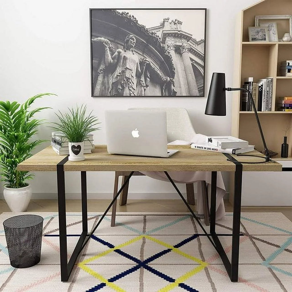 63 Inch Rectangular Wood and Metal Dining Table L797949