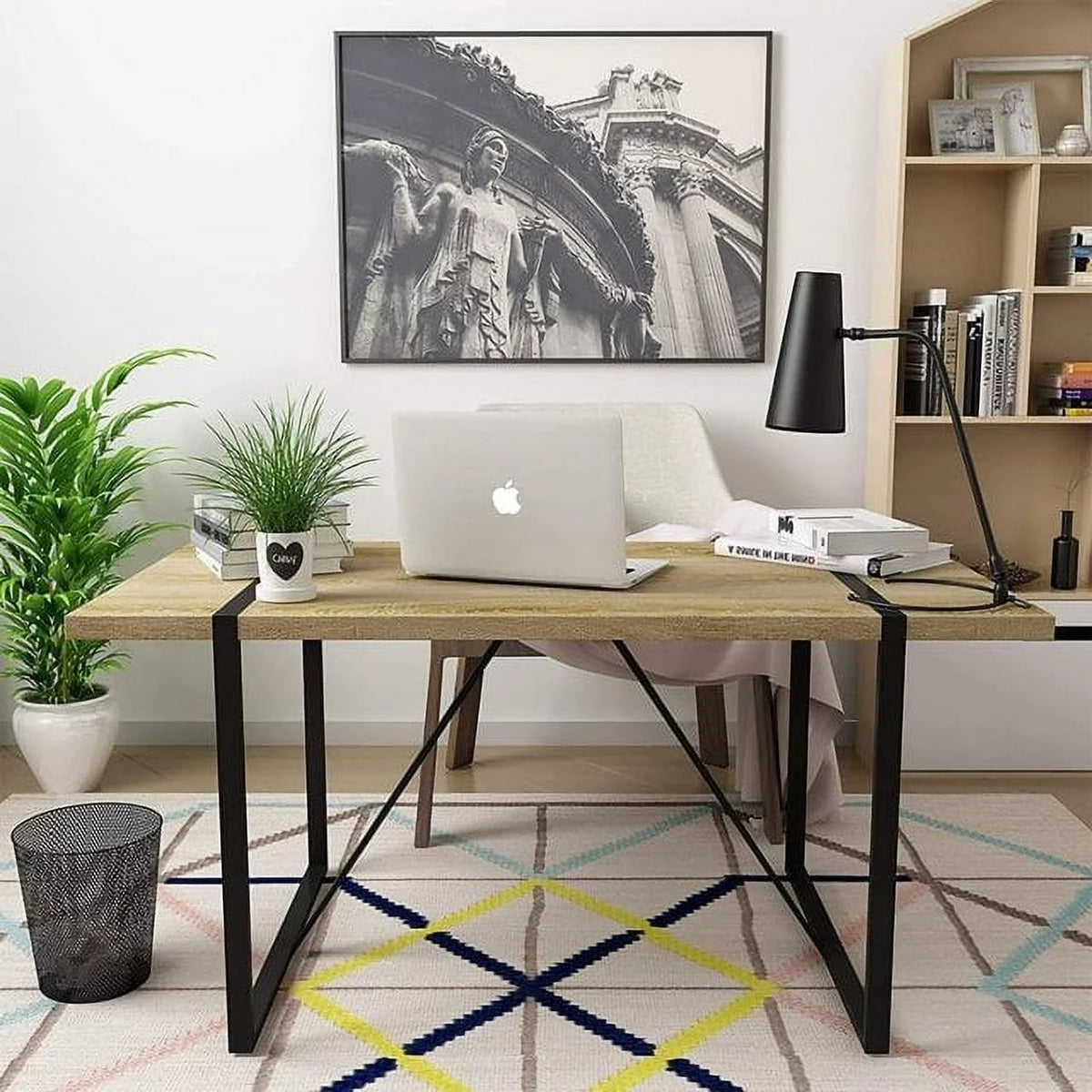 63 Inch Rectangular Wood and Metal Dining Table L797949