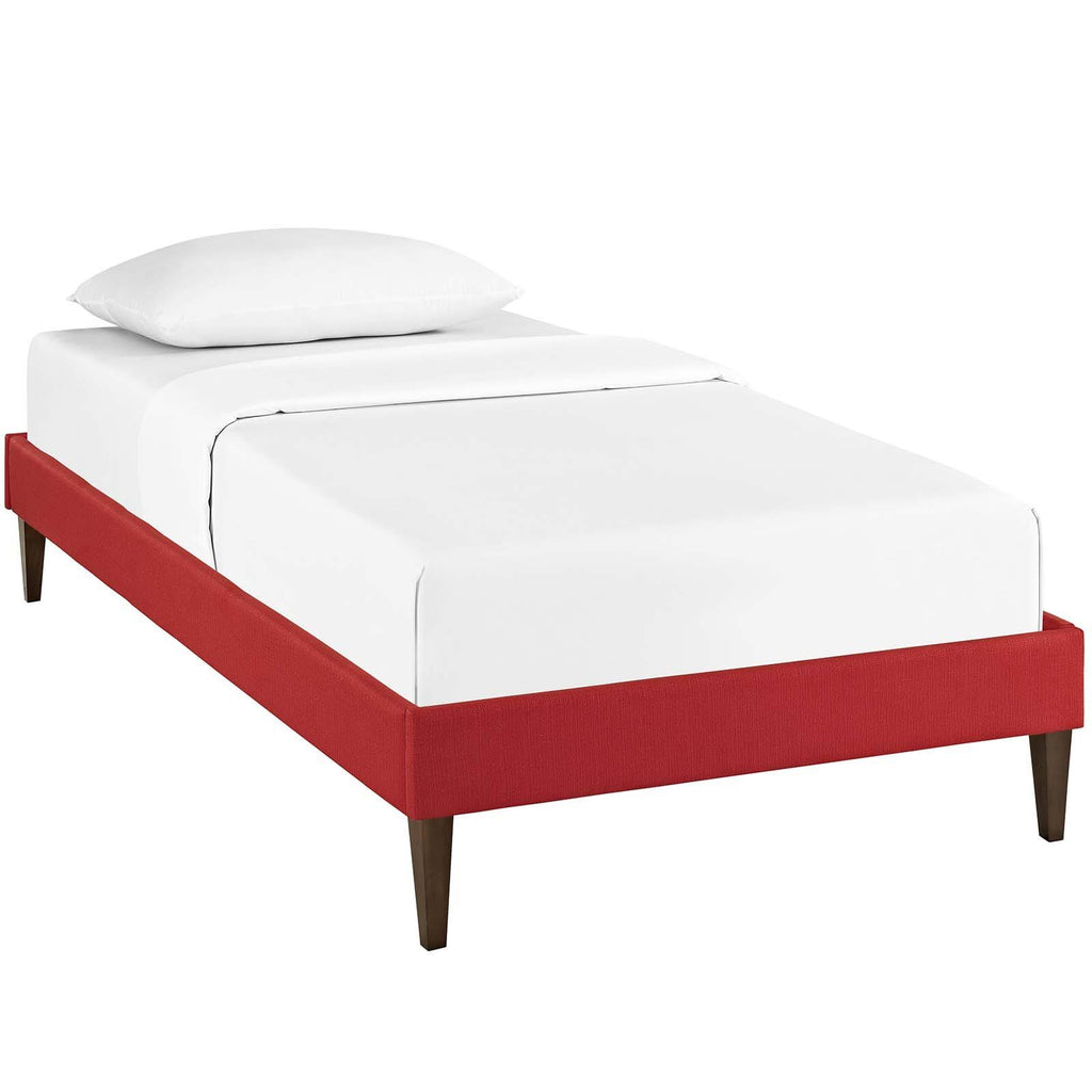 Twin Fabric Bed Frame with Squared Tapered Legs, Light Gray G101