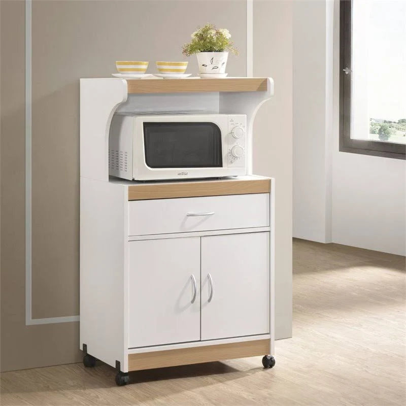 White Microwave Kitchen Cart X8038