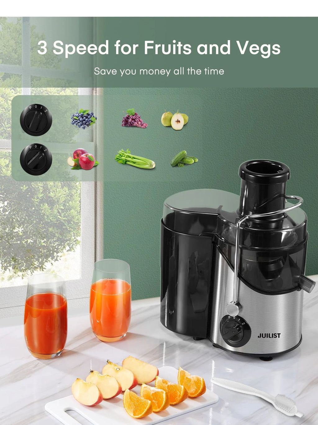 Black Juicer Machine with 3 Feed Chute S352
