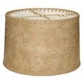12" Shallow Drum Lamp Shade Brown Faux Leather with Lace X314801