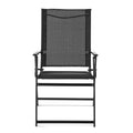 Black Steel and Sling Folding Outdoor Armchair Set of 2 F145951