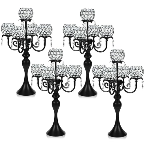 Black 5-Arm Crystal Pendant Candle Holder E62730