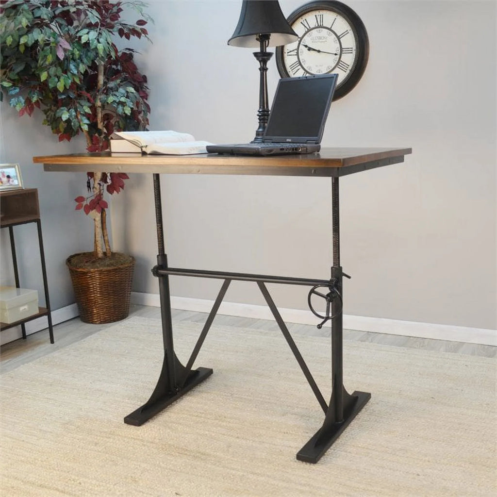 Adjustable Sit or Stand Desk Elm Black O3312